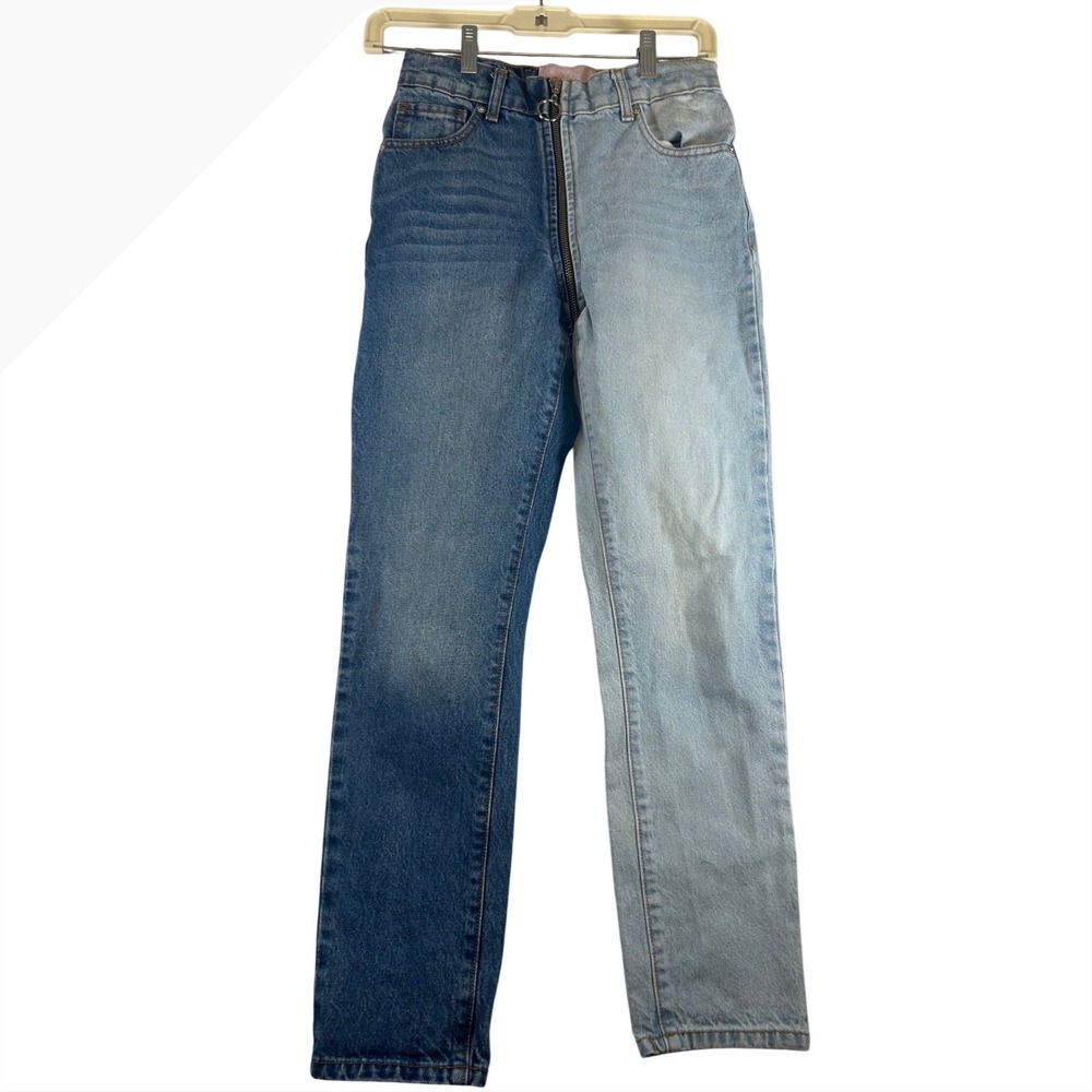 Revice Denim‎ Two Tone Split Jeans Womens Size 24 Zip Fly American Flag Detail
